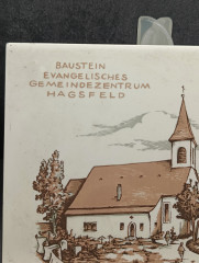 Панно винтажное Kachel Fliese &quot;Церковь святого Лаврентия в Хагсфельде&quot;, керамика, 15 х 15 см, Германия, 1960-70гг.