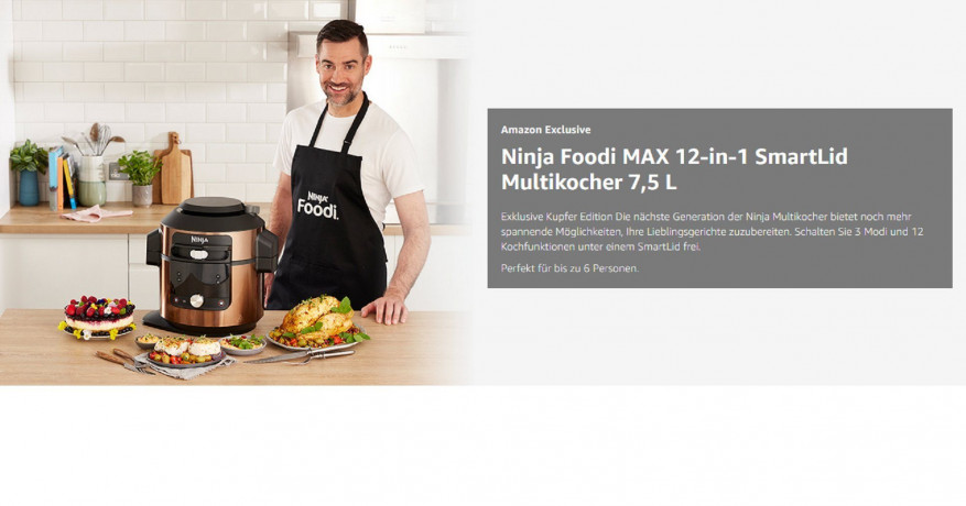 NINJA NINJA Multikocher Multikocher,Schnellkochtopf,Heissluftfritteuse,Fritteuse,12 Funktionen, 1760,00 W, 4,70 l Schussel, mit Fritteuse, Elektrisch 7,5 Fassung, Foodi MAX, Ohne Ol Мультиварка NINJA, скороварка, аэрофритюрница, фритюрница, 12 функций, 1