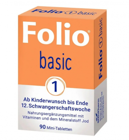 Folio Basic 1 90st + Folio Basic 2 90st, Набор витамины для беременности, полный курс от планирования до грудного вскармливания, фолиевая кислота, йод, D3, B12, 180 таблеток