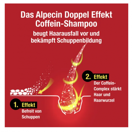 Alpecin Doppel Effekt Coffein-Shampoo, Шампунь для волос двойного действия от Перхоти и Выпадения Волос с Экстрактом Кофеина 200 мл