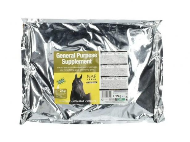 NAF General Purpose Supplement 2kg, Кормовая добавка для лошадей и пони (Великобритания), порошок, витаминно-минеральный комплекс с биотином, витаминами A, D3, E и аминокислотами, 2 кг