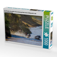 CALVENDO Puzzle CALVENDO Puzzle Das Wunder der grossen Gnuwanderung findet seinen Hohepunkt in der Flussdurchquerung. Головоломка CALVENDO Puzzle Чудо великой миграции антилоп гну завершается переправой через реку.