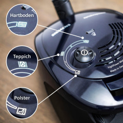 SIEMENS SIEMENS Bodenstaubsauger VS06A111, 600 W, mit Beutel, Hygienefilter, inkl. Fugenduse und Polsterduse, blau  Пылесос SIEMENS VS06A111, 600 Вт, с мешком, гигиеническим фильтром, включая насадку для швов и насадку для обивки, синий