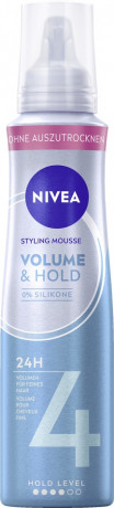 NIVEA Volume & Hold Styling Mousse, 150 ml, Нивеа Мусс для объёма волос, пантенол и витамин B3, экстра объём, до 24ч фиксация, термозащита, 150 мл