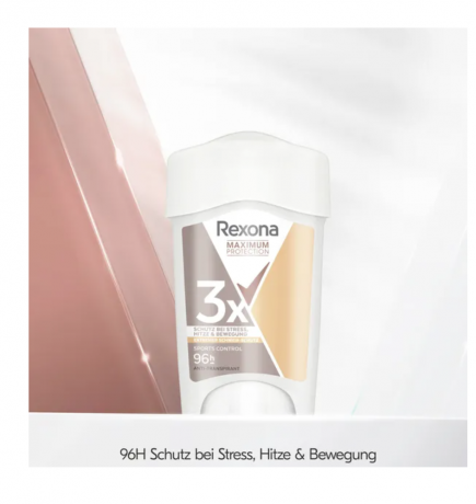Rexona Maximum Protection Deocreme Sports Control 45ml, Дезодорант-крем с максимальной защитой до 96 часов, для занятий спортом, 45мл 