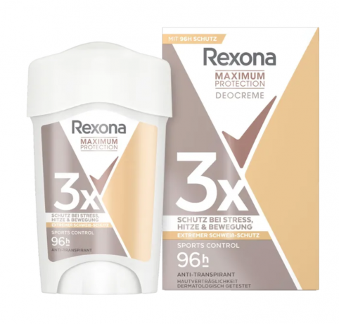 Rexona Maximum Protection Deocreme Sports Control 45ml, Дезодорант-крем с максимальной защитой до 96 часов, для занятий спортом, 45мл 