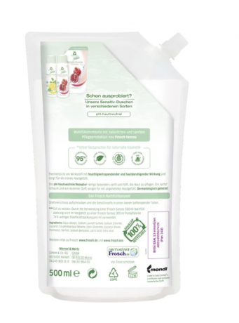 Frosch Senses Sensitivseife Panthenol Nachfullbeutel, Сменный блок мыла Senses Sensitive с пантенолом 500 мл