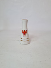 Ваза винтажная Lilien Porzellan, белый фарфор с красно-желтым гербом, 12,5 x 6 см, Австрия, 1960-70гг.