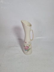 Ваза винтажная Bavaria с цветочным декором и позолотой, узкая с ручкой, фарфор, 21 x 5,5, Германия, 1980гг.