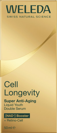 WELEDA Cell Longevity Super Anti-Aging Liquid Youth Double Serum, 50 ml, Двухфазная антивозрастная сыворотка для лица Liquid Youth с NAD+ Booster и Retino-Cell, 50 мл