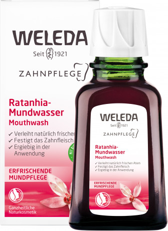 WELEDA ZAHNPFLEGE Ratanhia-Mundwasser, 50 ml, Концентрированный ополаскиватель для рта Ratanhia с ратанией и миррой, 50 мл