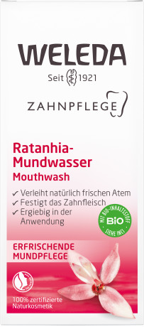 WELEDA ZAHNPFLEGE Ratanhia-Mundwasser, 50 ml, Концентрированный ополаскиватель для рта Ratanhia с ратанией и миррой, 50 мл