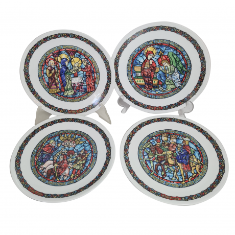 Набор тарелок декоративных винтажных Limoges, в заводской упаковке, сертификат, фарфор, 4 шт., 21 см, Франция, 1960-70гг.