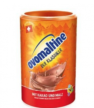 Ovomaltine Getrankepulver 500g, напиток растворимый шоколадно-солодовый (Швейцария), порошок, энергия и витамины, с какао и ячменным солодом, 500 г