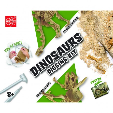 Edu-Toys Grosses 2in1 Dinosaurier Ausgrabungsset mit Werkzeug Triceraptor und Stegosaurus in schwerem Sandblock Большой набор для раскопок динозавров 2 в 1 с инструментами Трицераптор и Стегозавр в тяжелом песчаном блоке