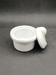 Шкатулка винтажная Apilco Terrine с гусенком на крышке, фарфор, 7 х 7 см, Франция, 1970-80гг.