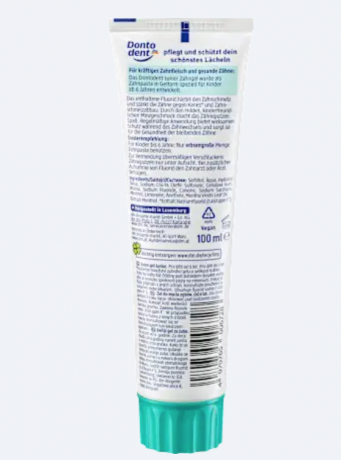 Dontodent Zahnpasta Zahngel  Smile Hey Junior, 100 ml Зубная паста Dontodent Junior 6+ для детей от 6-ти лет, c легким мятным вкусом  100 мл