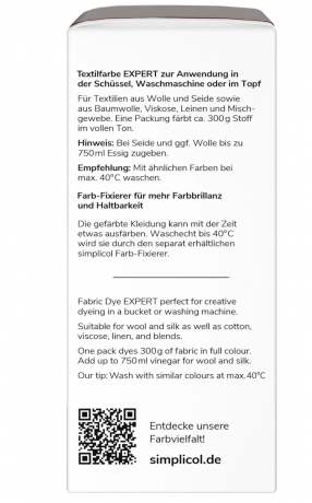 Simplicol Expert Nuss-Braun, Краска для ткани коричневая интенсивное перекрашивание одежды, для стиральной машины 40C, 150 г