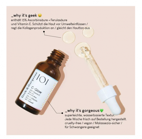  Geek & Gorgeous SET C-Glow 15% Vitamin C + A-Game 10 retinal 0,1%, Набор сывороток для ухода за лицом для женщин (Венгрия), против пигментации, морщин и тусклости кожи, C-Glow витамин C 15%, A-Game ретиналь 0,1%, 15мл + 15мл
