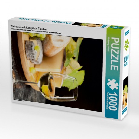 CALVENDO Puzzle CALVENDO Puzzle Weisswein mit Kaseplatte Trauben Пазл CALVENDO Puzzle Белое вино с виноградом Касеплатте