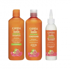 Cantu Guava &amp; Ginger Scalp Relief SET: shampoo + conditioner+ peeling, Набор шампунь 400 мл + кондиционер 400 мл + пилинг 180 мл, против зуда и перхоти, уход за кожей головы