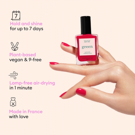 Manucurist Green Prune 15ml, Лак для ногтей Prune (Франция), 15мл, стойкое покрытие без сколов, безопасная растительная формула 9 Free