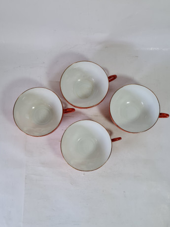 Набор чашек винтажных, фарфор с ярким декором в японском стиле, 4 шт х 12,5 x 5 см, Япония, 1960-70гг.