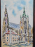 Картина винтажная в раме "Старинный собор", J.m.Stull, 13 x 19 см, Германия, 1960-70гг.