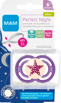MAM Соска (успокаивающая) Perfect Night 6+ Mädchen, Силикон	, 1 шт