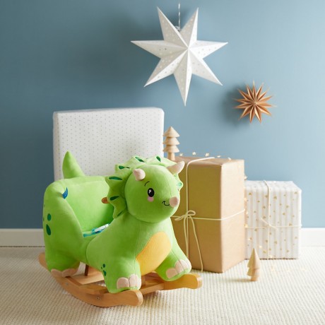 bieco Schaukelpferd Plusch Dino Schaukeltier 60 cm Baby Wippe Holz Spielzeug ab 9M Schaukeltiere Лошадка-качалка Плюшевый Дино Животное-качалка 60 см Baby Rocker Деревянная игрушка от 9M Rocking Animals