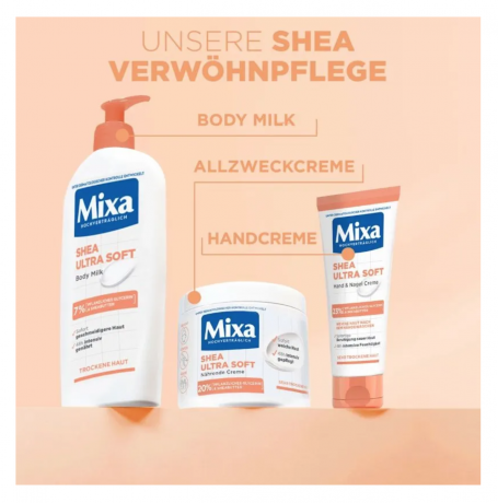 Mixa Hand & Nagelcreme Shea ultra soft mit Glycerin, 100 ml, Крем для рук и ногтей, интенсивное питание и восстановление, против сухости и трещин, для чувствительной кожи, 100 мл
