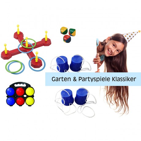 L.A. Sports Garten Kinder-Party-Set 20-teilig Spieleset Kindergeburtstag 4 vers. Spiele Садовый набор для детского праздника
