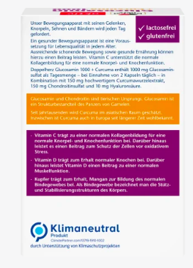 Doppelherz  Glocosamin 1000 Kapseln 40 St., Доппельгерц Глюкозамин 1000 + Куркума + витаминный комплекс для нормальной функции хрящей и костей, 40 шт 