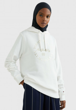 Tommy Hilfiger METALLIC ROUNDALL HOODIE Hoodie ecru Толстовка с капюшоном METALLIC ROUNDALL Толстовка с капюшоном экрю