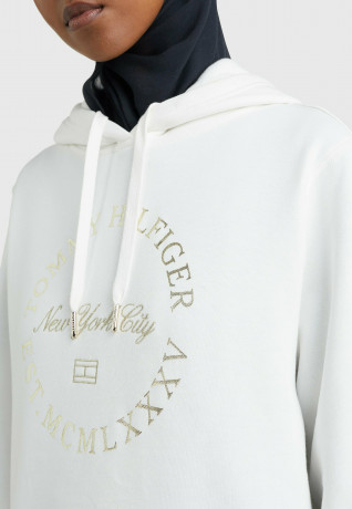 Tommy Hilfiger METALLIC ROUNDALL HOODIE Hoodie ecru Толстовка с капюшоном METALLIC ROUNDALL Толстовка с капюшоном экрю