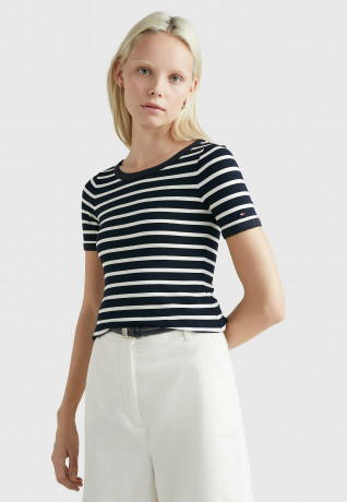 Tommy Hilfiger SLIM Basic T-shirt brenton stp  white desert sky SLIM Базовая футболка Брентон стп белое небо пустыни