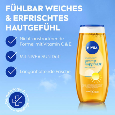 NIVEA Duschgel summer happiness, 250 ml, Нивеа Гель для душа летняя свежесть, 250 мл