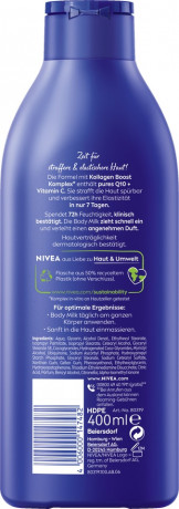 NIVEA Q10 Straffende Bodymilk, 400 ml, Нивеа Молочко для тела подтягивающее, коэнзим Q10 и витамин C, эластичность за 7 дней, 72ч увлажнение, 400 мл