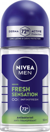 NIVEA MEN Fresh Sensation Anti-Transpirant Roll-On, 50 ml, Нивеа Мужской антиперспирант ролик, формула INFINIFRESH, стойкий аромат, 72ч защита, 50 мл