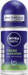 NIVEA MEN Fresh Sensation Anti-Transpirant Roll-On, 50 ml, Нивеа Мужской антиперспирант ролик, формула INFINIFRESH, стойкий аромат, 72ч защита, 50 мл
