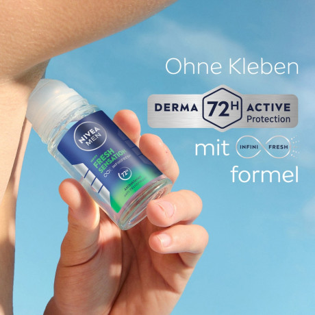 NIVEA MEN Fresh Sensation Anti-Transpirant Roll-On, 50 ml, Нивеа Мужской антиперспирант ролик, формула INFINIFRESH, стойкий аромат, 72ч защита, 50 мл