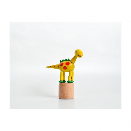 Holzspielzeug Wackelfigur Dinosaurier gelb Деревянная игрушка кивает желтый динозавр