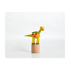 Holzspielzeug Wackelfigur Dinosaurier gelb Деревянная игрушка кивает желтый динозавр