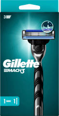 GILLETTE Rasierer, Mach3, 1 St, Джилетт Набор для бритья Mach3: станок и 1 сменная кассета, 1 набор