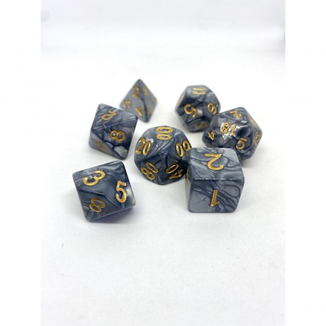 dice4friends 7-tlg. RPG Wurfelset Pearl: Grey\/Gold 7 шт. RPG Dice Set Жемчуг: Серый/Золотой