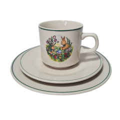 Чайное трио винтажное Hillary &amp; Bros. &quot;Пасхальные кролики на поляне&quot;, уникальный дизайн, фарфор, Англия, 1970-80гг.