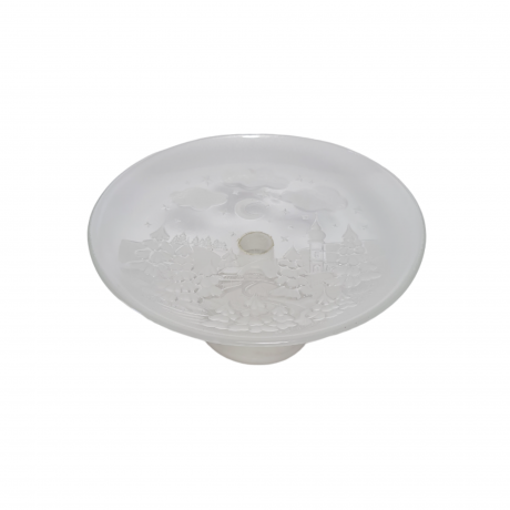 Подставка для торта "Ночной лес" с объемным декором, стекло, 19 см, Германия, 1970-80гг.