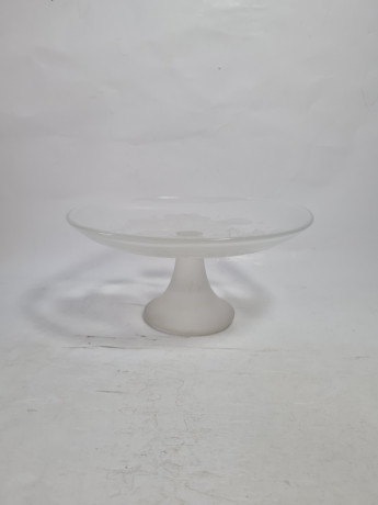 Подставка для торта "Ночной лес" с объемным декором, стекло, 19 см, Германия, 1970-80гг.