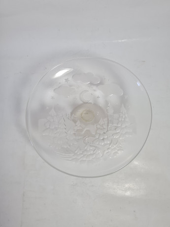 Подставка для торта "Ночной лес" с объемным декором, стекло, 19 см, Германия, 1970-80гг.