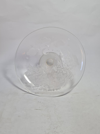 Подставка для торта "Ночной лес" с объемным декором, стекло, 19 см, Германия, 1970-80гг.